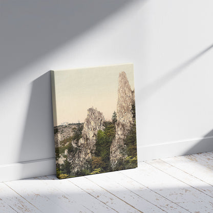 A picture of Hexentanzplatz from the Hirschgrund. Bodenthal, Hartz, Germany, a mockup of the print leaning against a wall