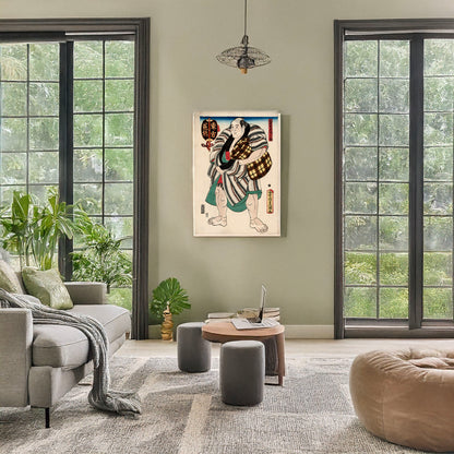 A picture of Higashi no kata Arakuma, a mockup of the print leaning against a wall