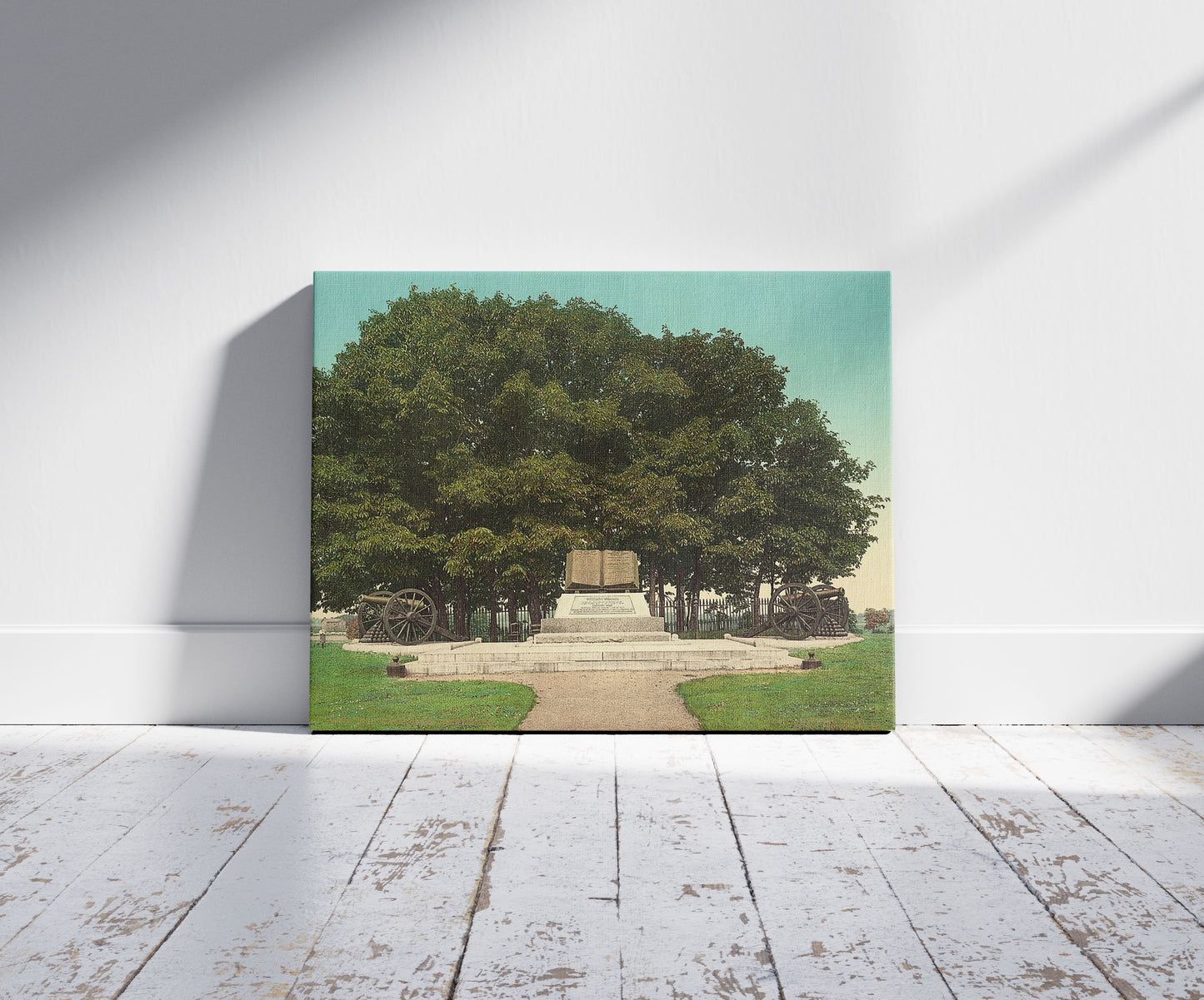 A picture of High water mark, Gettysburg, a mockup of the print leaning against a wall