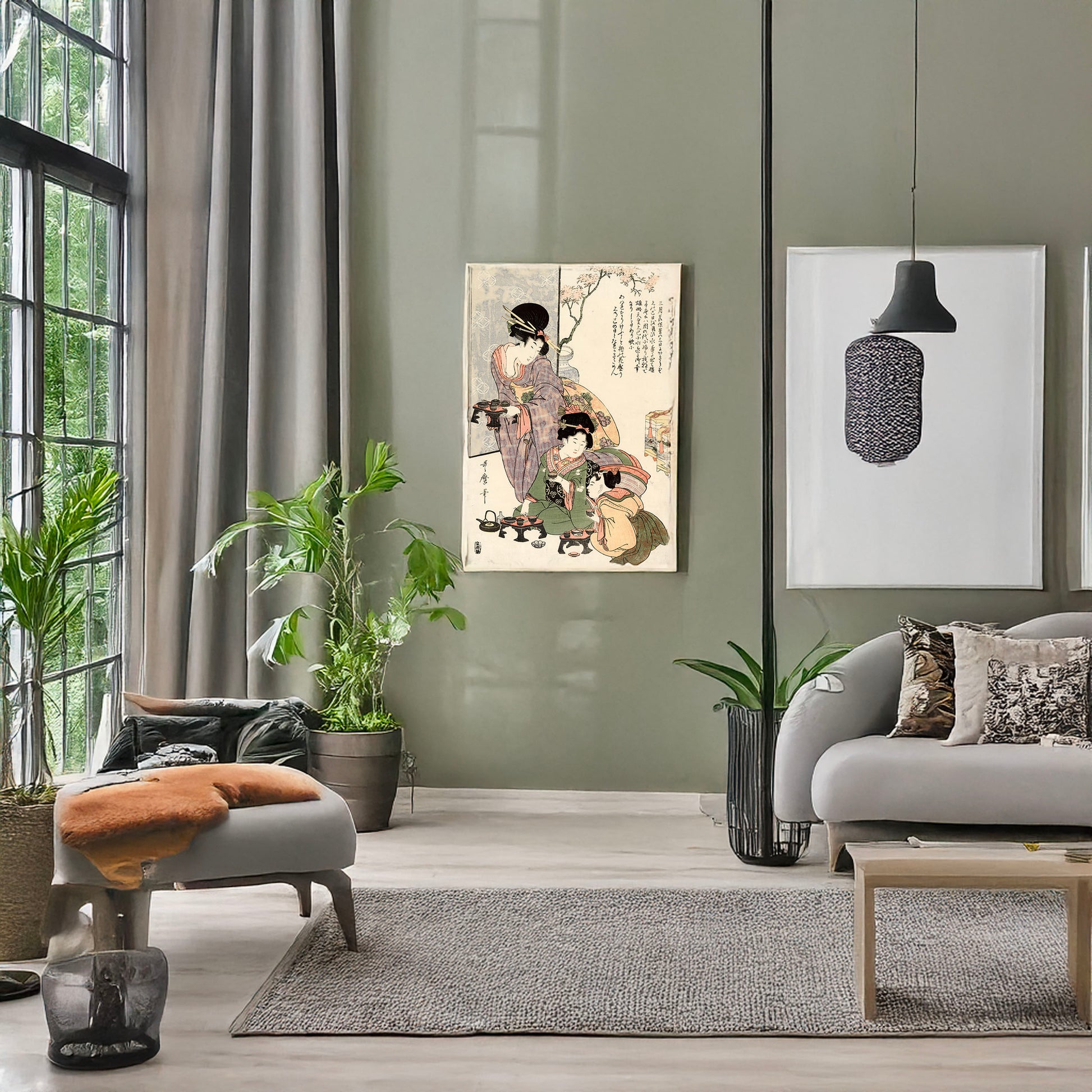 A picture of Hinamatsuri, a mockup of the print leaning against a wall