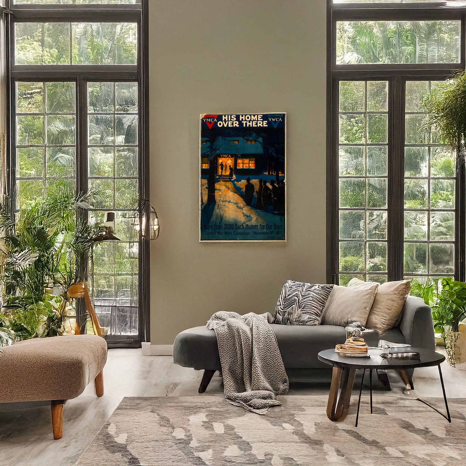 A picture of His home over there--More than 2000 such homes for our boys United War Work Campaign, November 11th - 18th /, a mockup of the print leaning against a wall