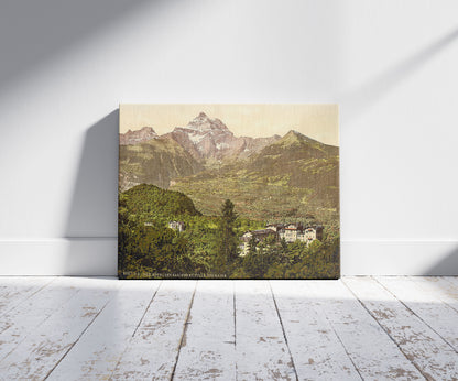 A picture of Hotel, Salines and Villa des Bains, Bex, Vaud, Canton of, Switzerland, a mockup of the print leaning against a wall