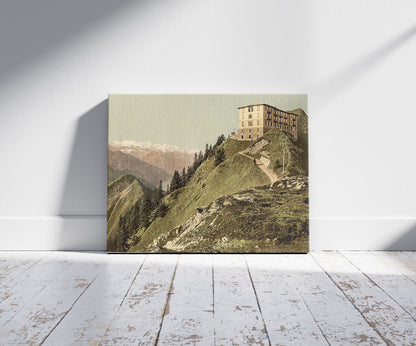 A picture of Hotel, Stanserhorn, Switzerland, a mockup of the print leaning against a wall