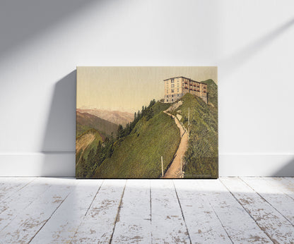 A picture of Hotel Stanserhorn, Unterwald, Switzerland, a mockup of the print leaning against a wall