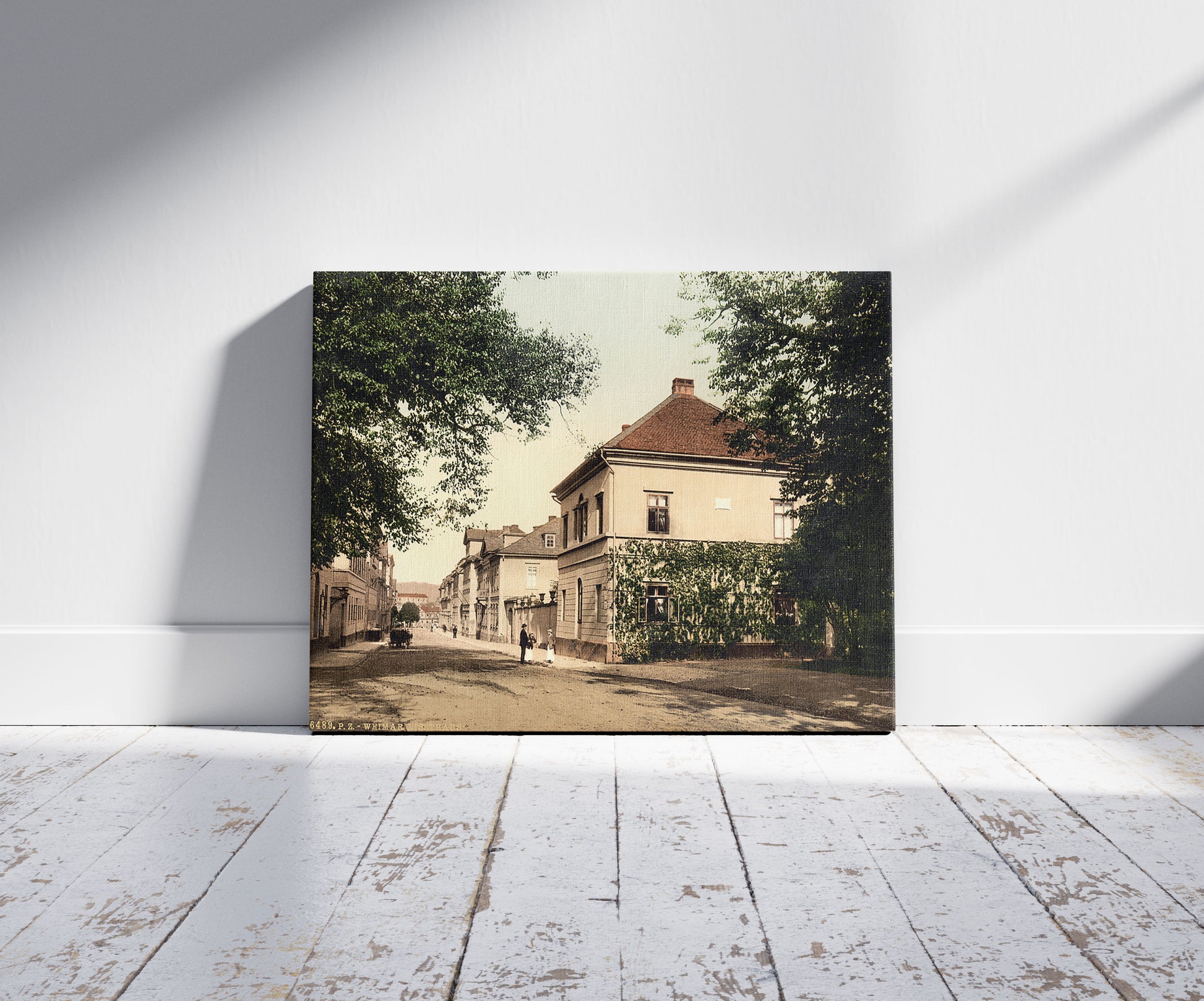 A picture of House of Liszt, Weimar, Thuringia, Germany, a mockup of the print leaning against a wall