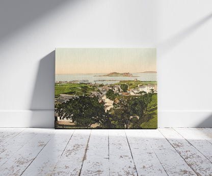 A picture of Howth and Ireland's Eye. County Dublin, Ireland, a mockup of the print leaning against a wall