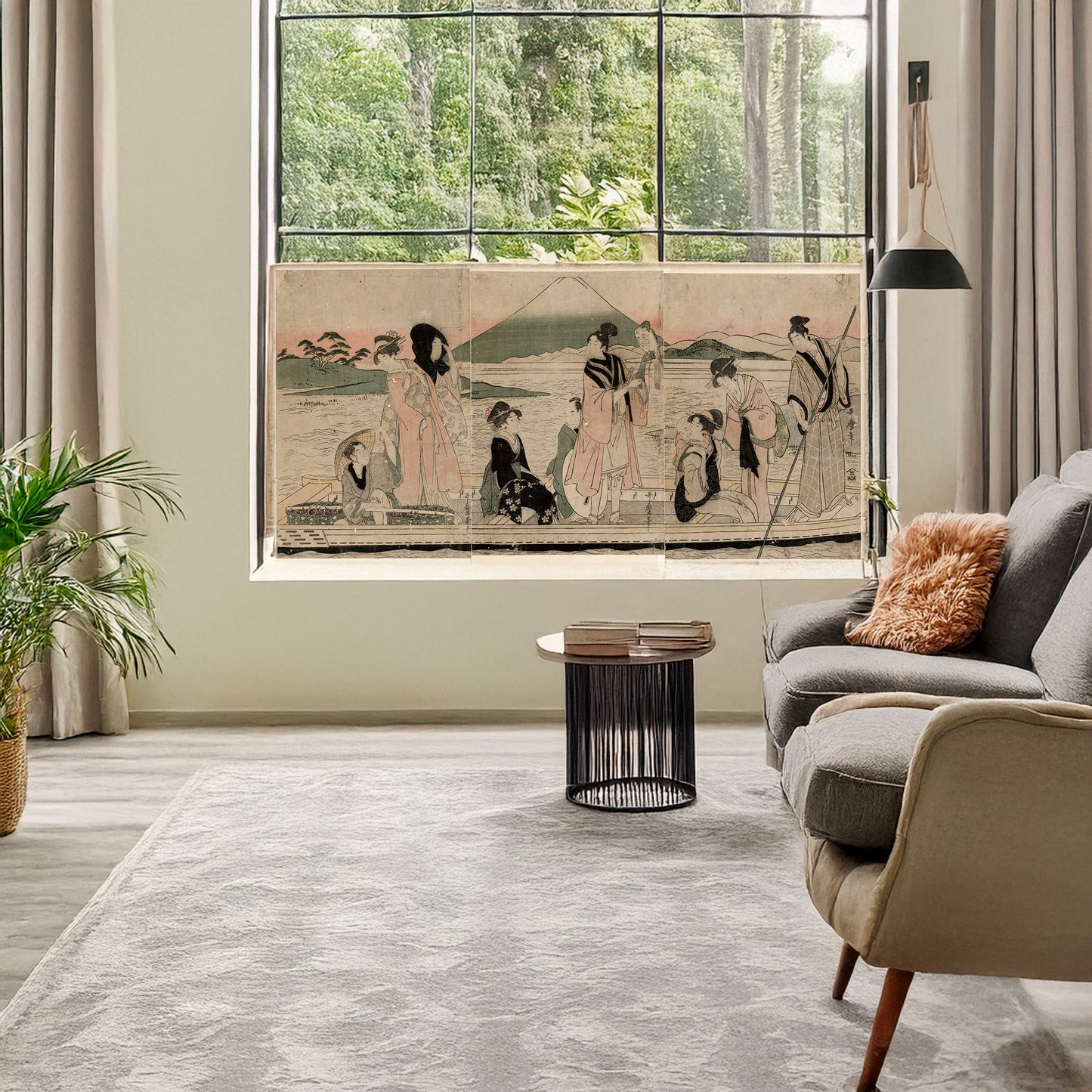 A picture of Ichi fuji ni taka san nasubi, a mockup of the print leaning against a wall