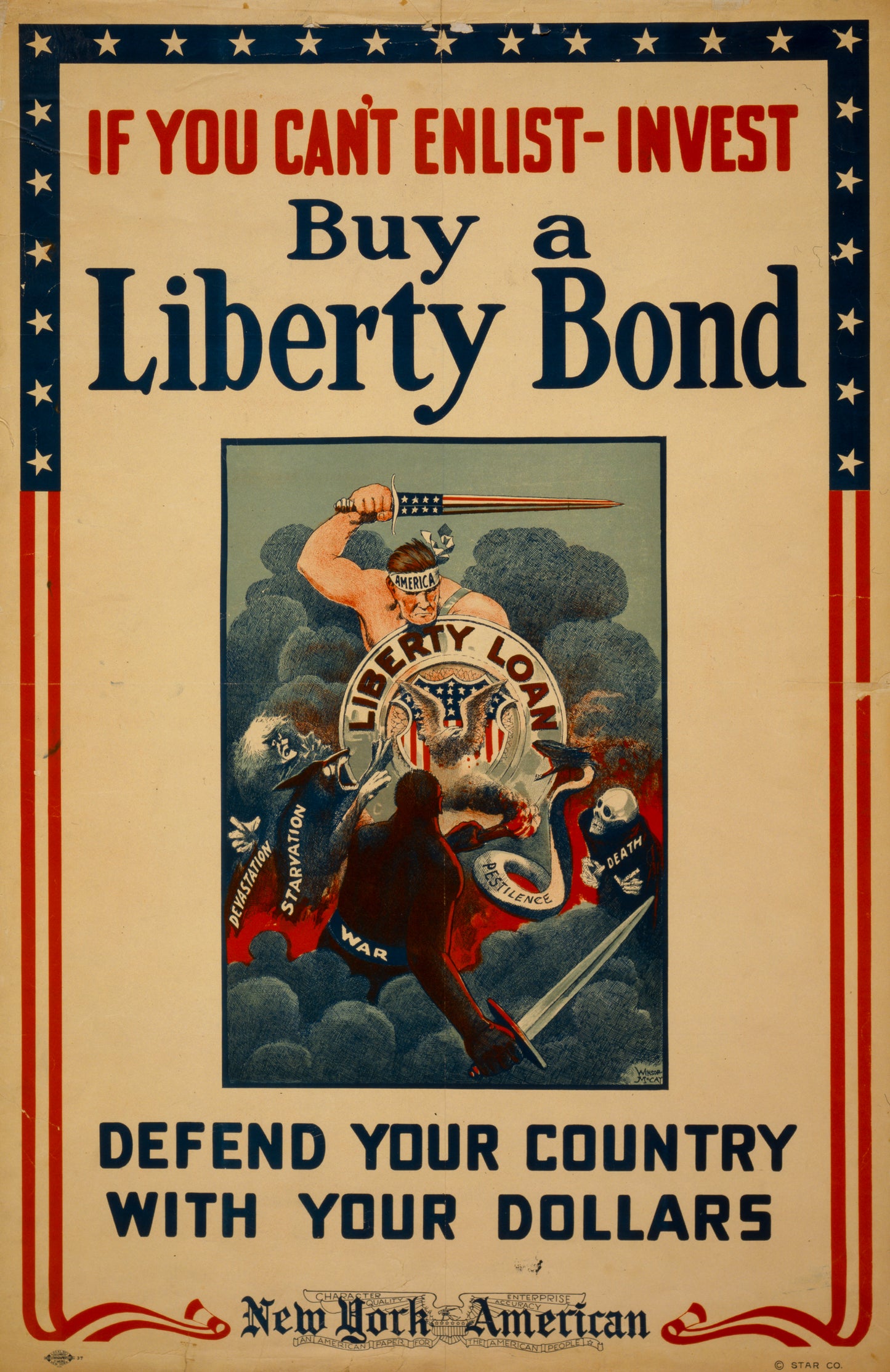 A picture of If you can't enlist, invest - Buy a Liberty Bond - Defend your country with your dollars