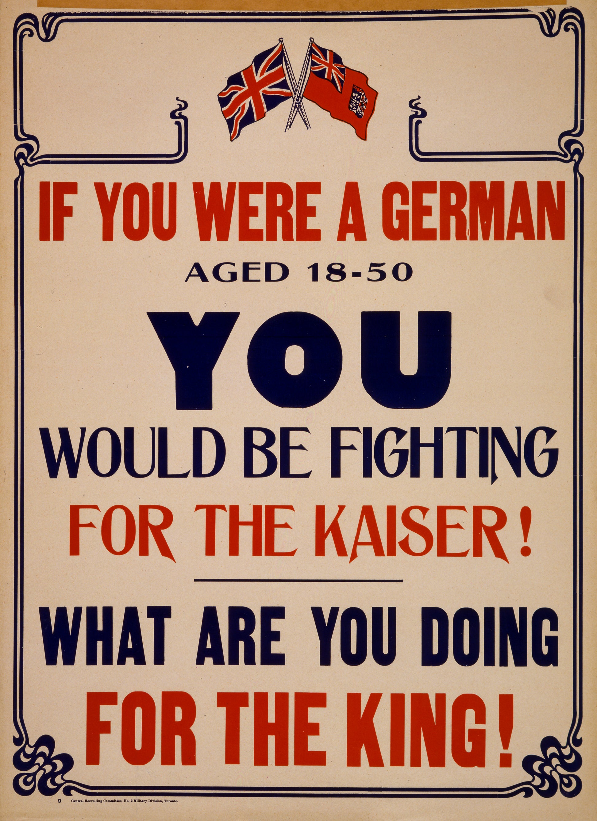 A picture of If you were a German aged 18-50 you would be fighting for the Kaiser! What are you doing for the King!