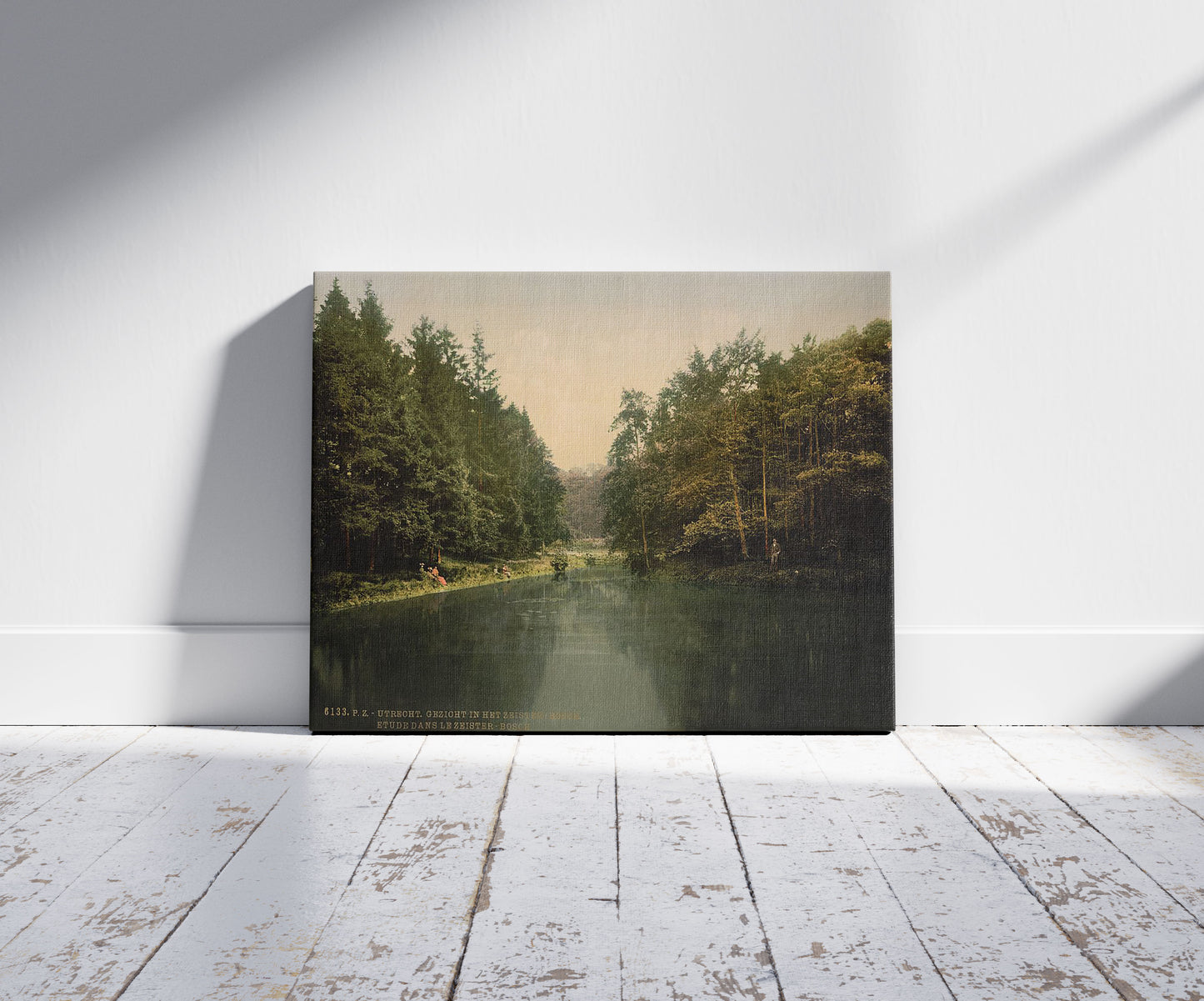 A picture of In Zeister Wood, Utrecht, Holland, a mockup of the print leaning against a wall