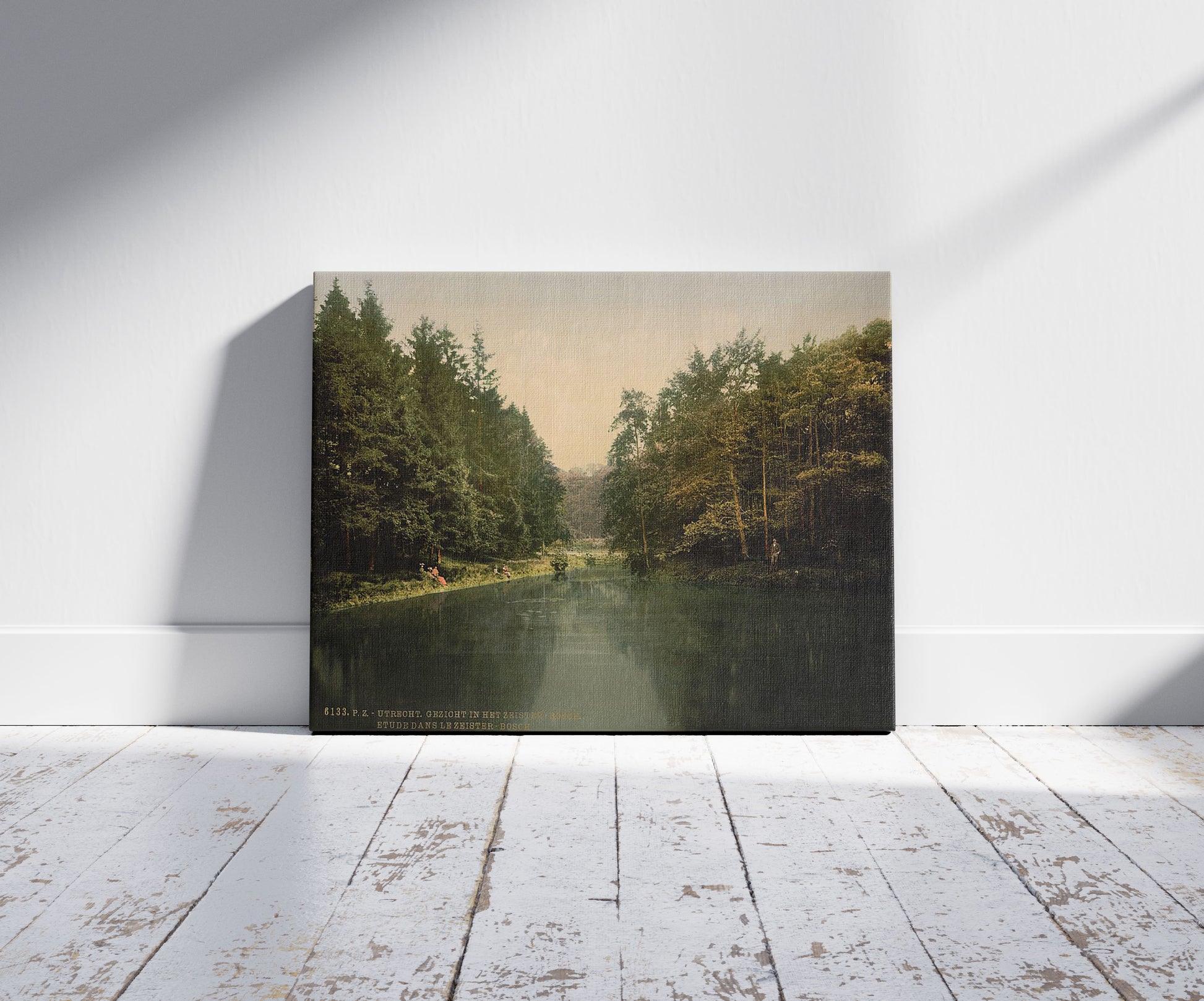 A picture of In Zeister Wood, Utrecht, Holland, a mockup of the print leaning against a wall