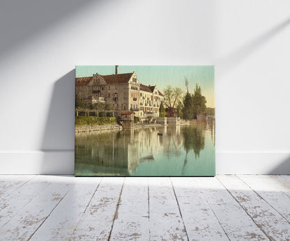 A picture of Insel Hotel, Constance (i.e. Konstanz), Baden, Germany, a mockup of the print leaning against a wall