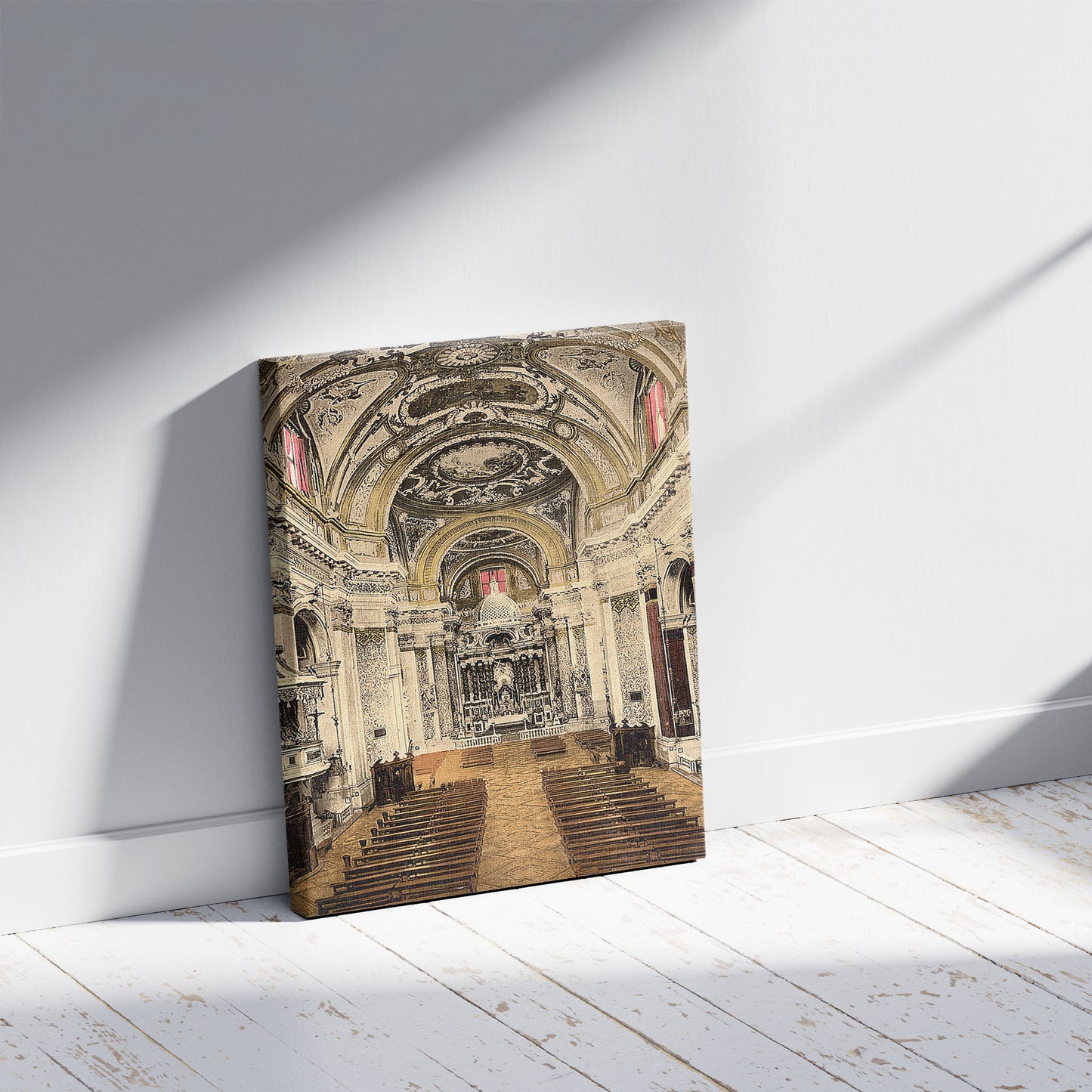 A picture of Interior of the Jesuits' Church, Venice, Italy, a mockup of the print leaning against a wall