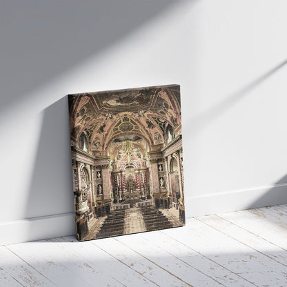 A picture of Interior Scalzi, Venice, Italy, a mockup of the print leaning against a wall