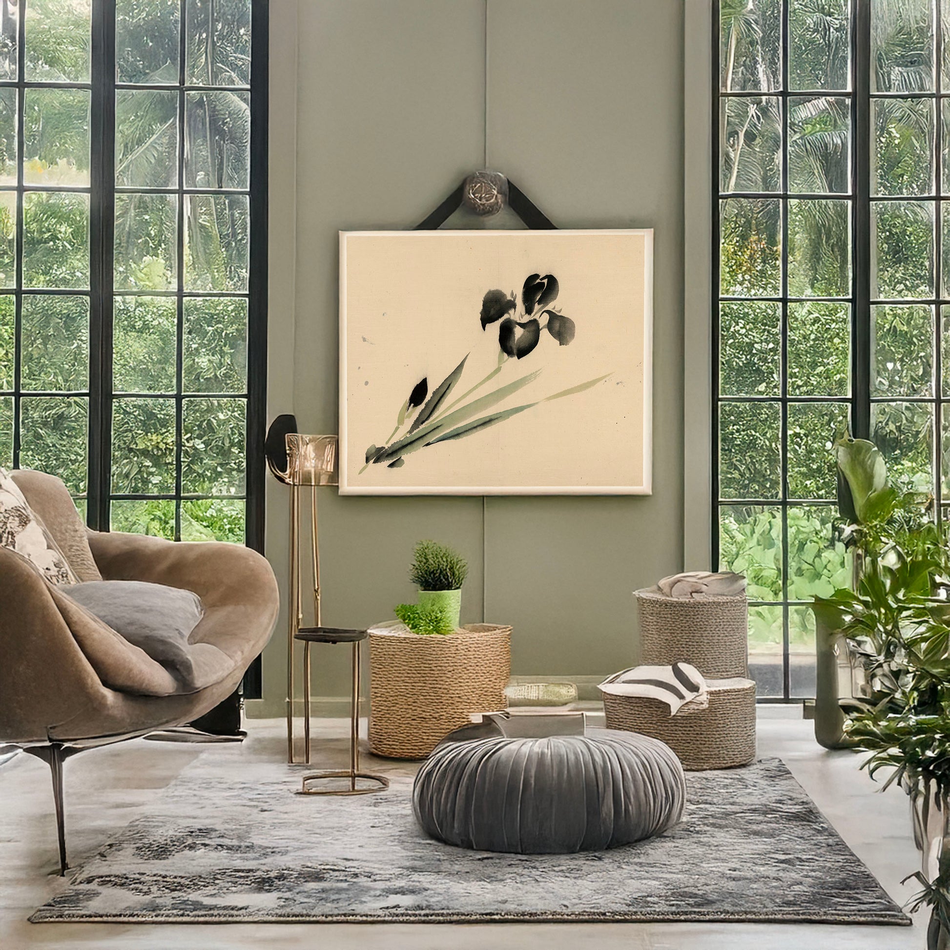 A picture of Iris?, a mockup of the print leaning against a wall