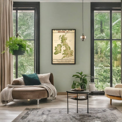 A picture of Is your home here? Defend it!, a mockup of the print leaning against a wall