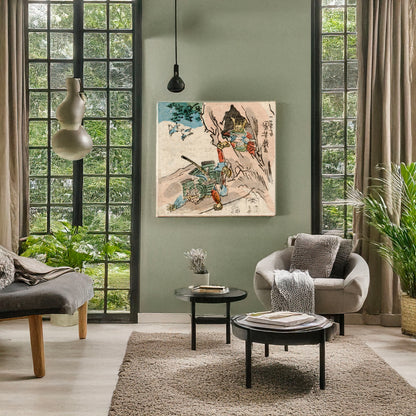 A picture of Ishibashi yama, a mockup of the print leaning against a wall