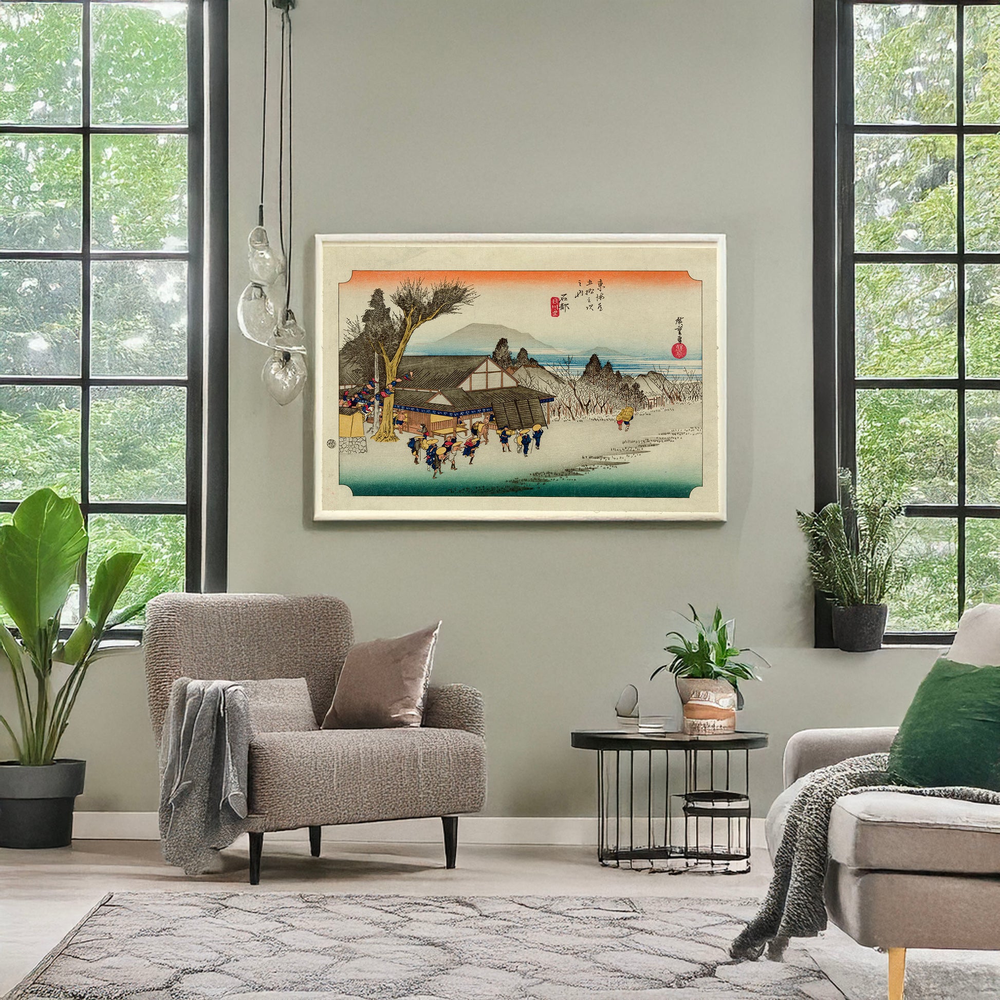 A picture of Ishibe, a mockup of the print leaning against a wall