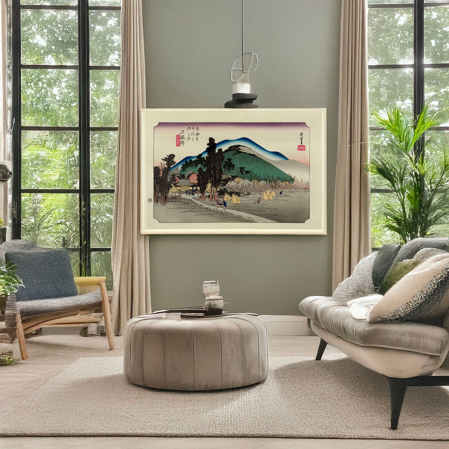 A picture of Ishiyakushi, a mockup of the print leaning against a wall