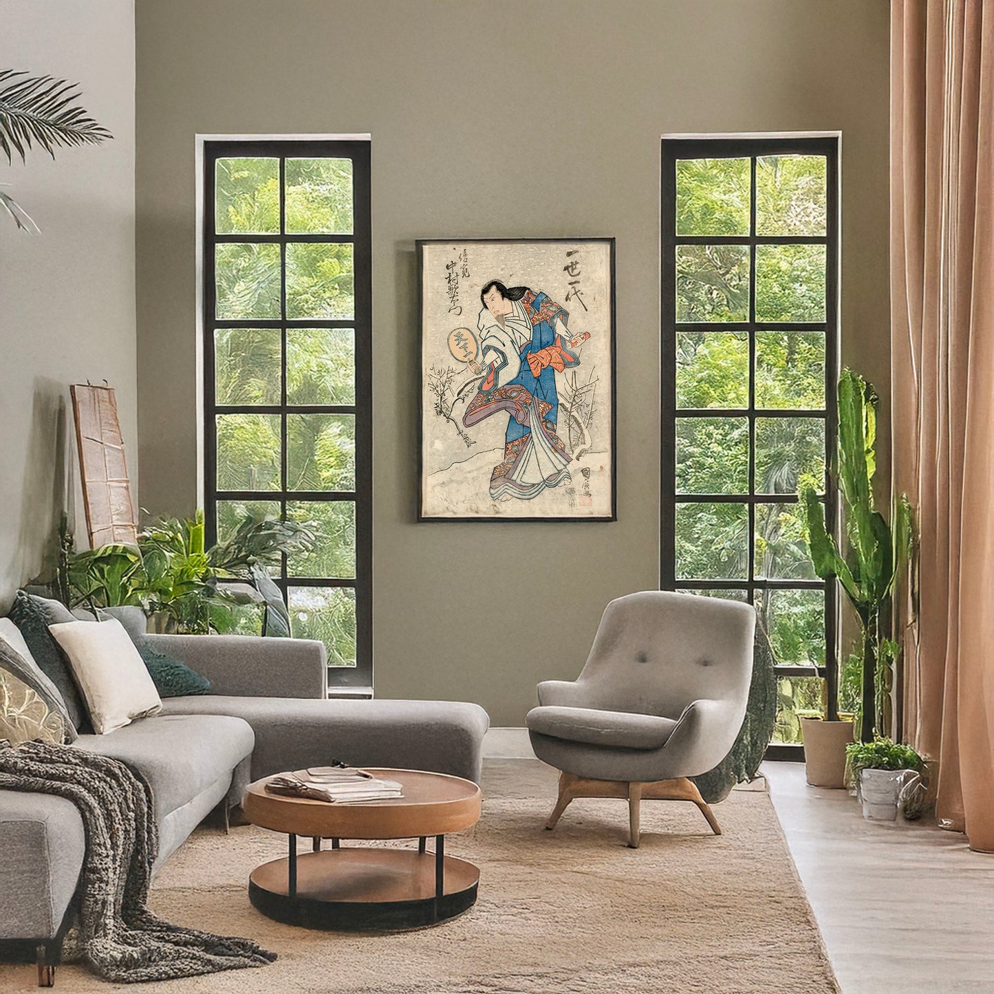 A picture of Issei ichidai nakamura utaemon no shunkan, a mockup of the print leaning against a wall