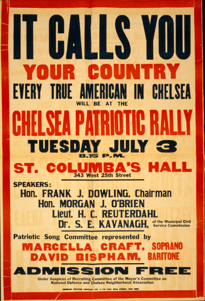 A picture of It calls you--Your country ... Chelsea patriotic rally