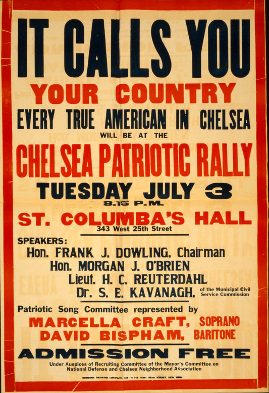A picture of It calls you--Your country ... Chelsea patriotic rally