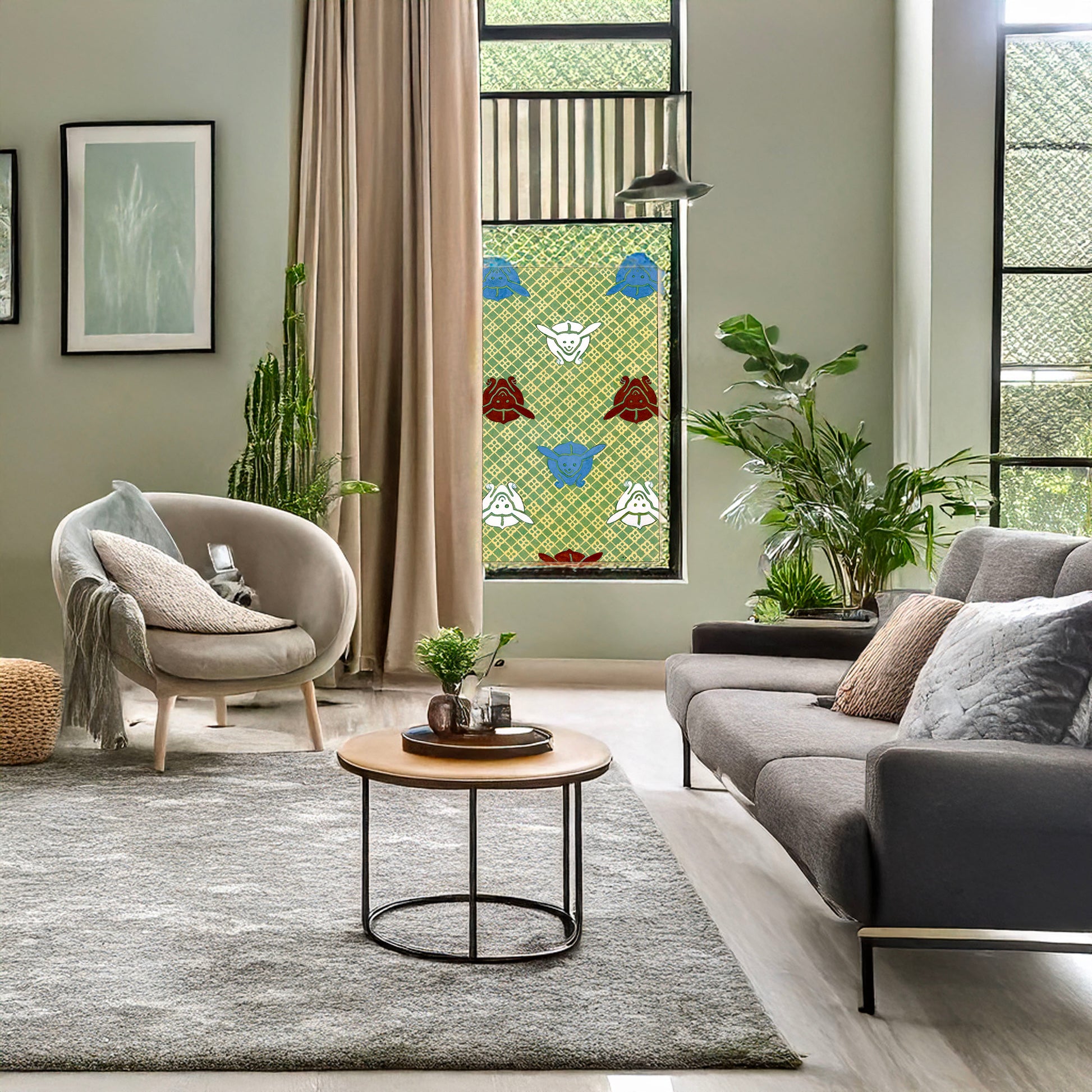A picture of Ito nishiki (yarn brocade), a mockup of the print leaning against a wall