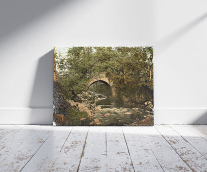 A picture of Ivybridge, the bridge, Plymouth, England, a mockup of the print leaning against a wall