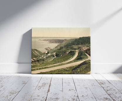 A picture of Jersey, Bouley Bay, Channel Islands, a mockup of the print leaning against a wall