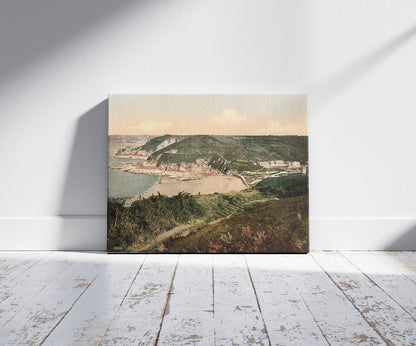 A picture of Jersey, Greve de Lecq, Channel Islands, a mockup of the print leaning against a wall