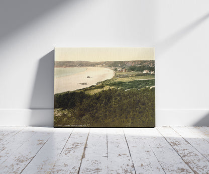 A picture of Jersey, Saint Brelades Bay, Channel Islands, a mockup of the print leaning against a wall