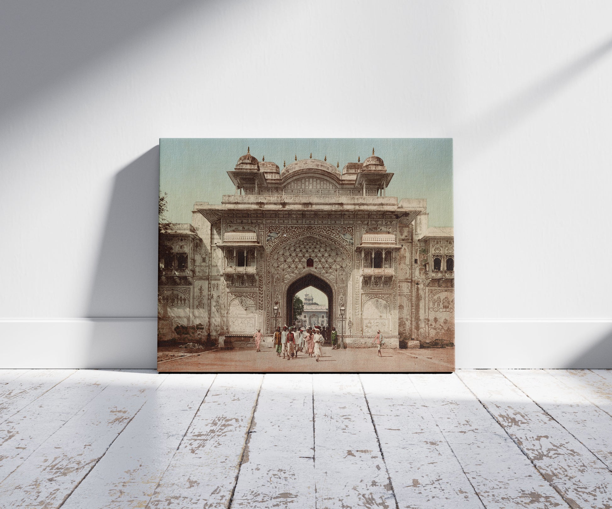 A picture of Jeypore. Maharajah's Palace., a mockup of the print leaning against a wall