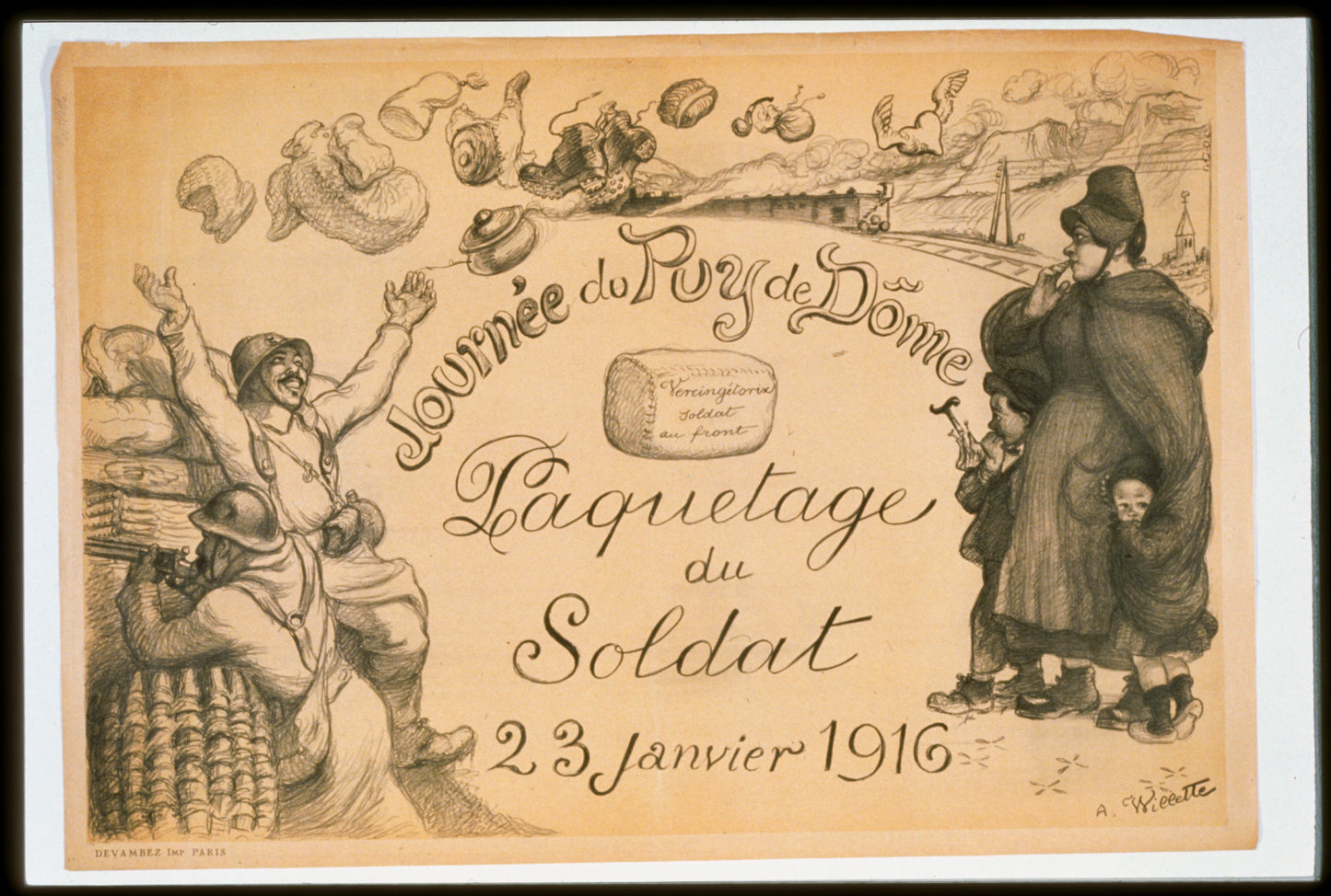 A picture of Journée du Puy de Döme. Paquetage du soldat. 23 janvier 1916