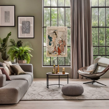 A picture of Jūdanme, a mockup of the print leaning against a wall