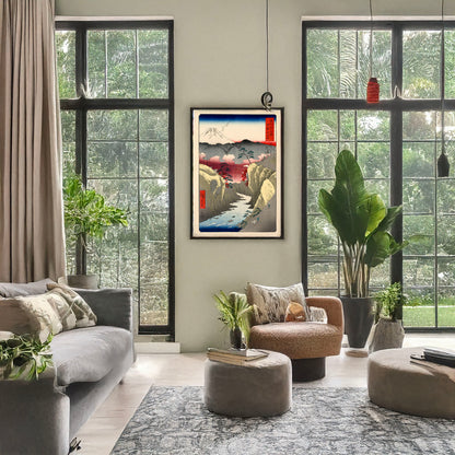 A picture of Kai inume tōge, a mockup of the print leaning against a wall