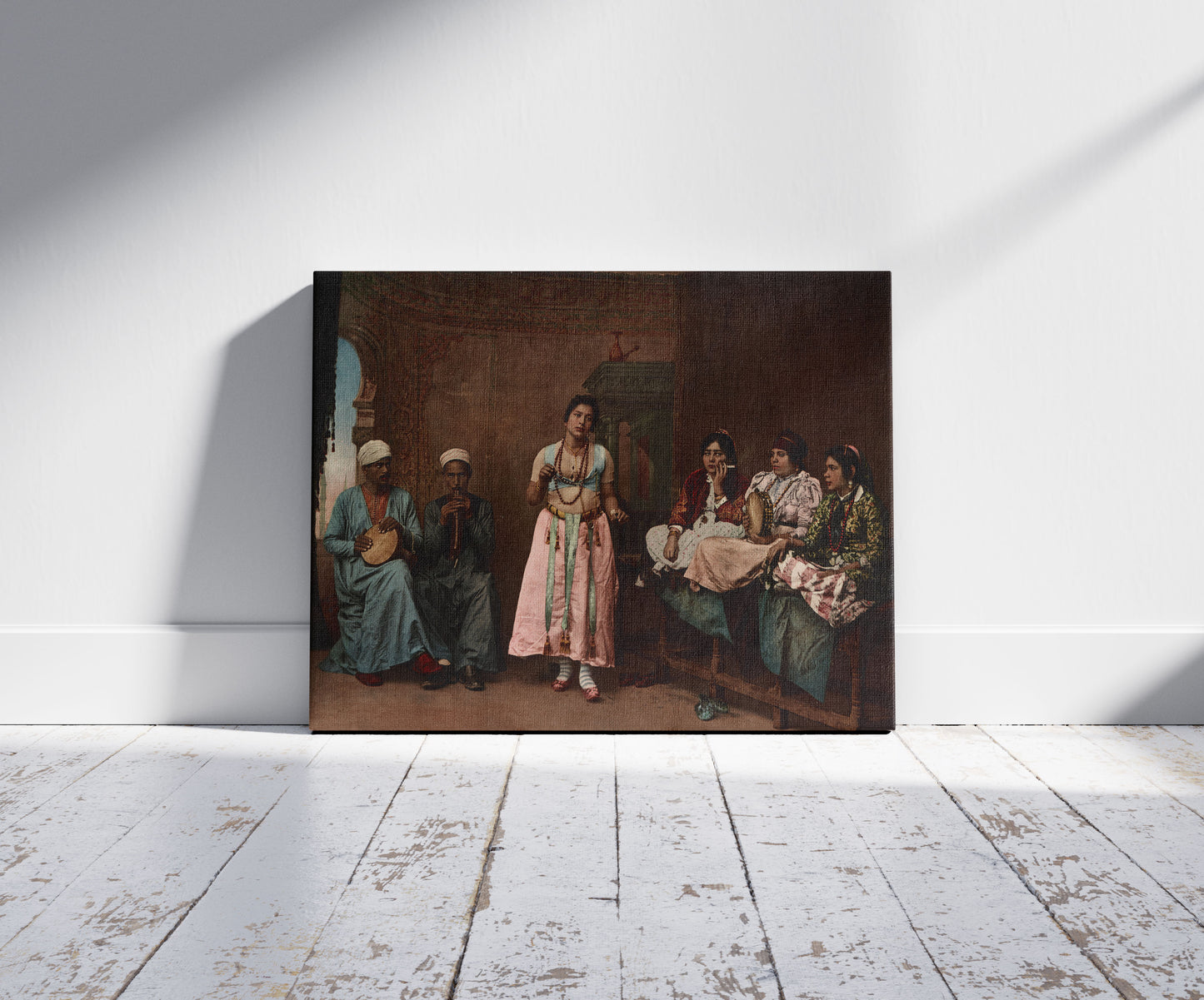 A picture of Kairo. Danseuse Égyptienne, a mockup of the print leaning against a wall