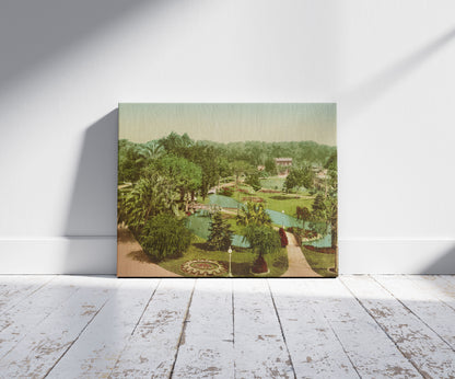 A picture of Kairo, Jardin du Prince Hussein, a mockup of the print leaning against a wall