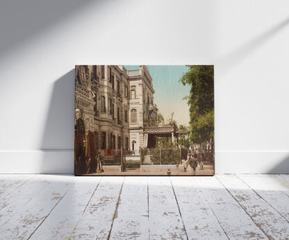 A picture of Kairo, Shepheard's Hotel, a mockup of the print leaning against a wall