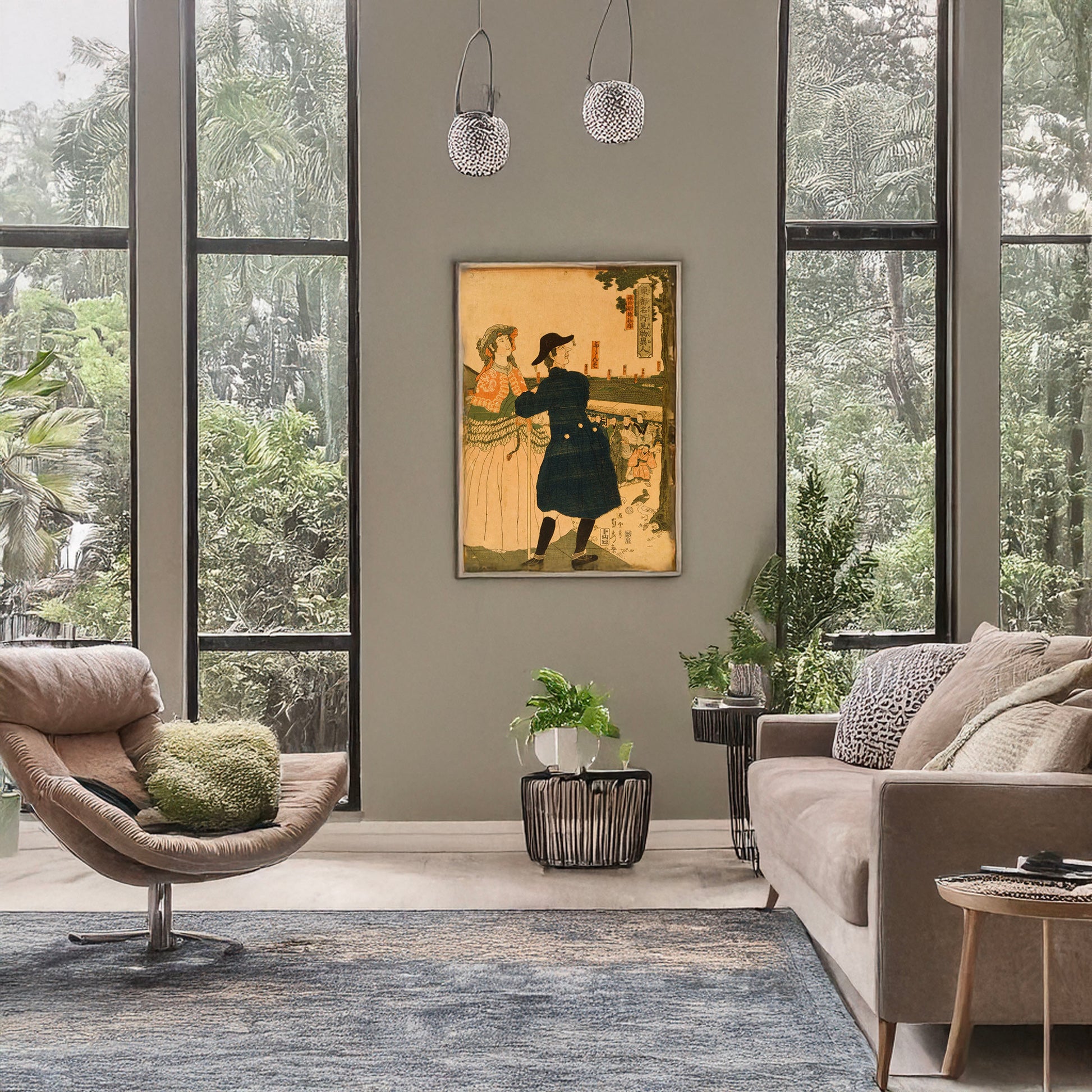 A picture of Kanda Myōjin shanai, a mockup of the print leaning against a wall