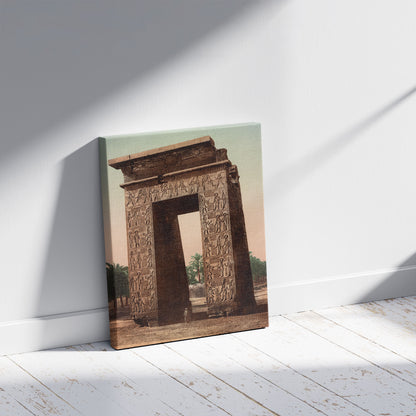 A picture of Karnak, Pylone d'Evergete, a mockup of the print leaning against a wall