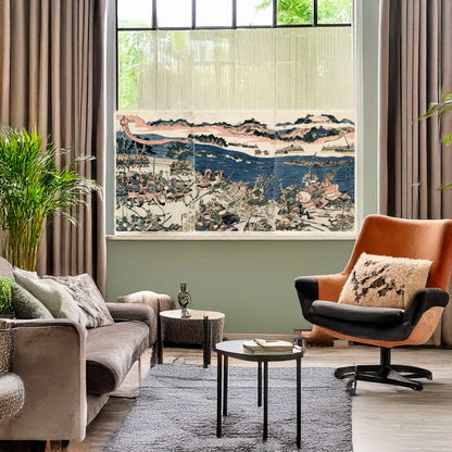 A picture of Kawanakajima no kassen, a mockup of the print leaning against a wall