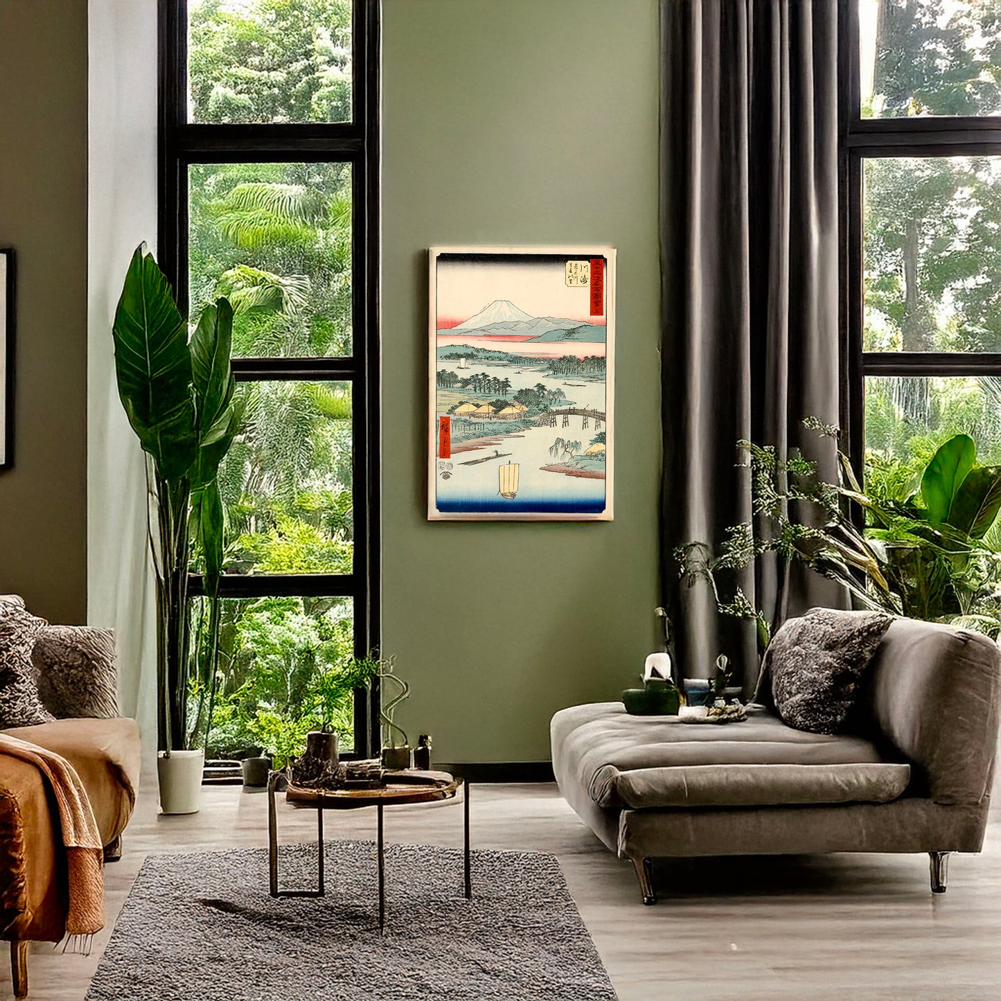 A picture of Kawasaki, a mockup of the print leaning against a wall