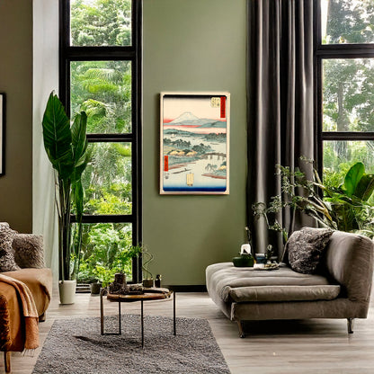 A picture of Kawasaki, a mockup of the print leaning against a wall