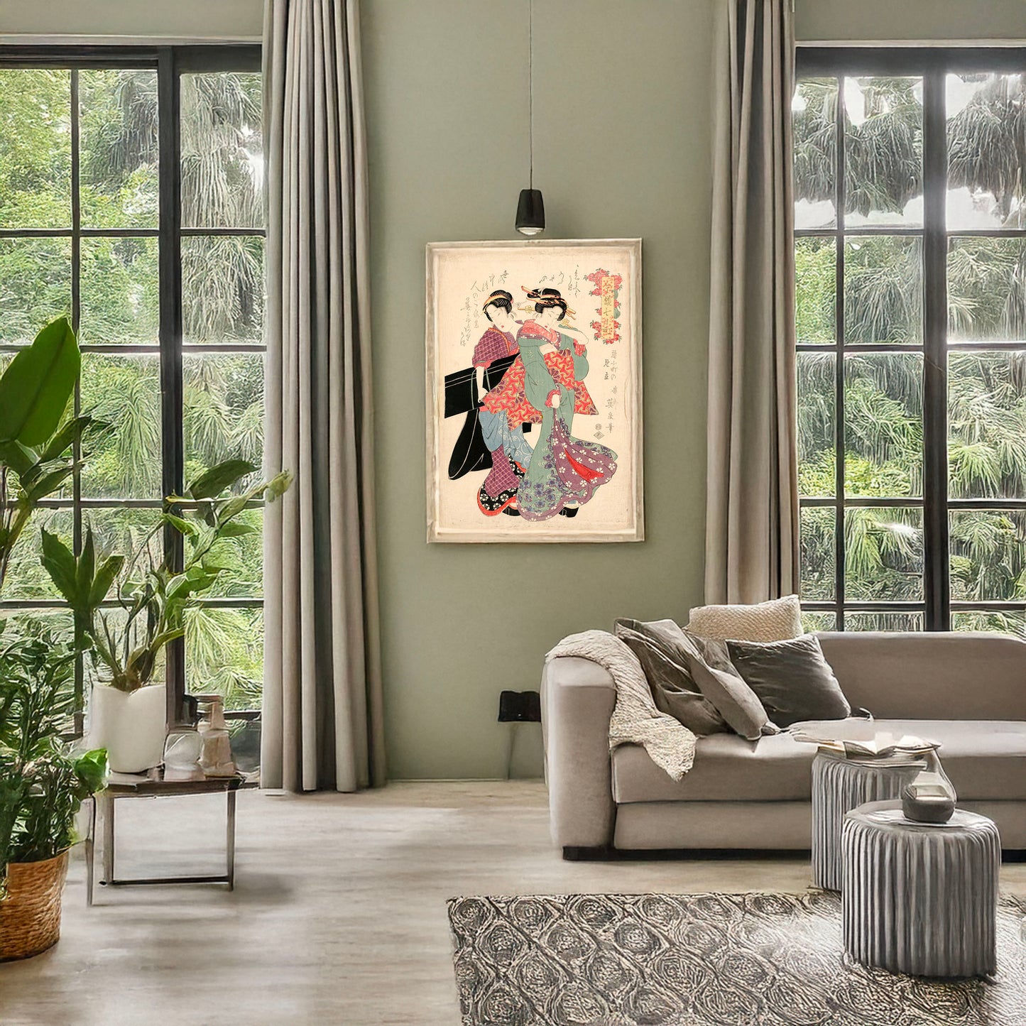 A picture of Kayoikomachi no mitate, a mockup of the print leaning against a wall