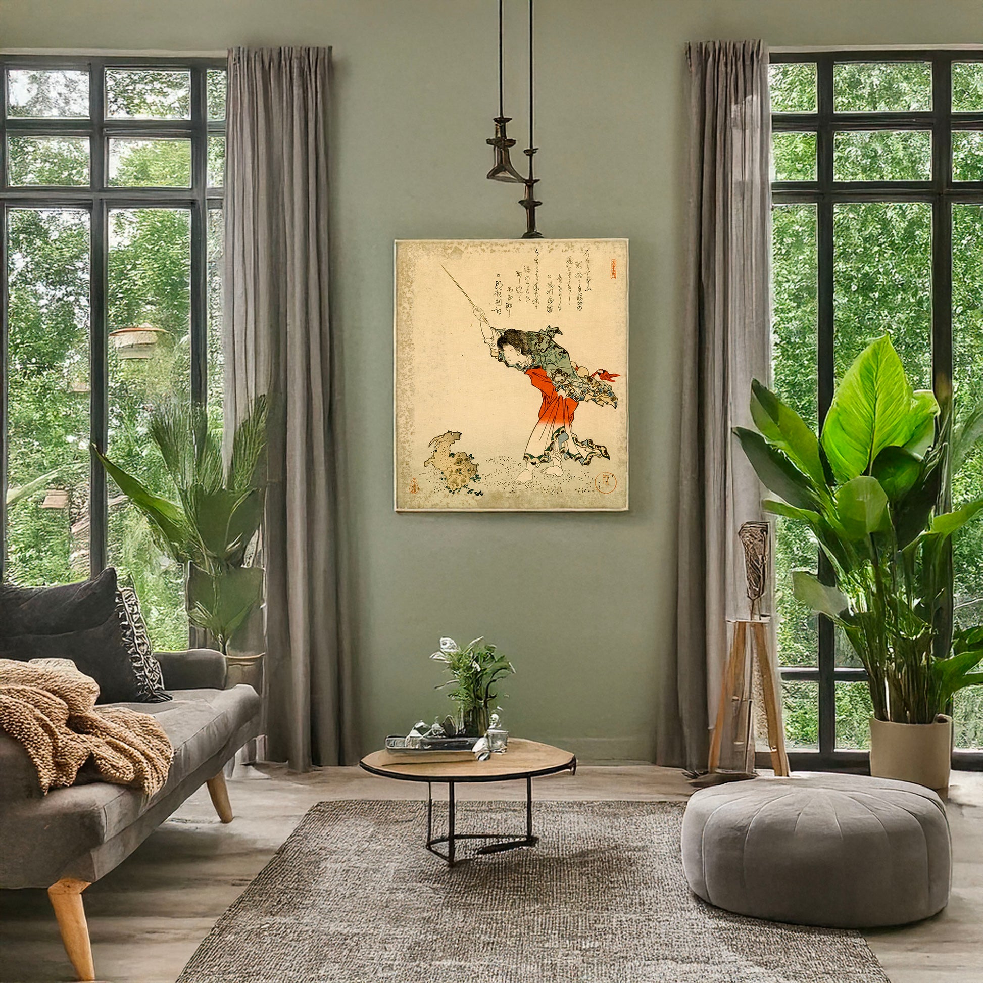 A picture of Kayuzue / kōshohei, a mockup of the print leaning against a wall