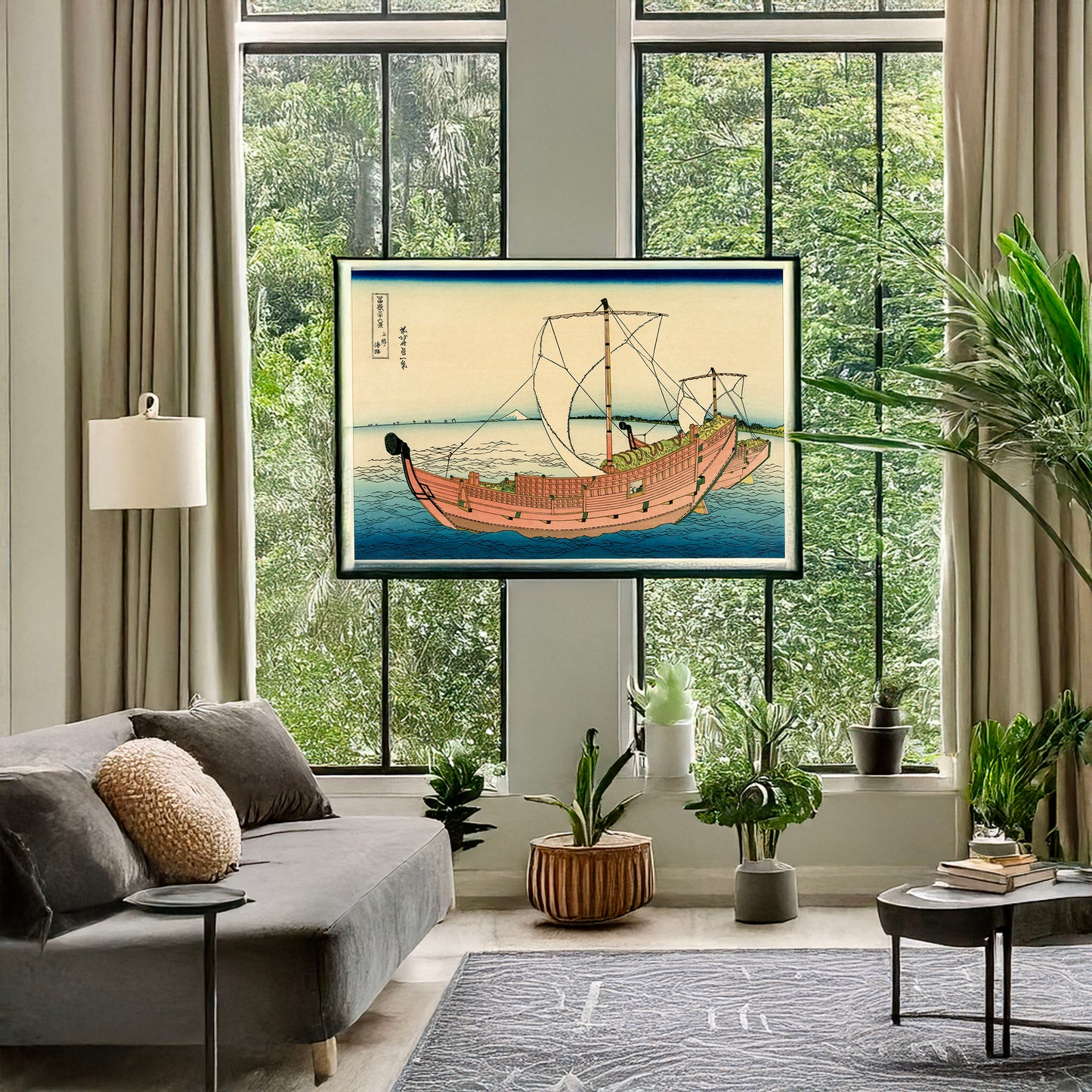 A picture of Kazusa no kairo, a mockup of the print leaning against a wall