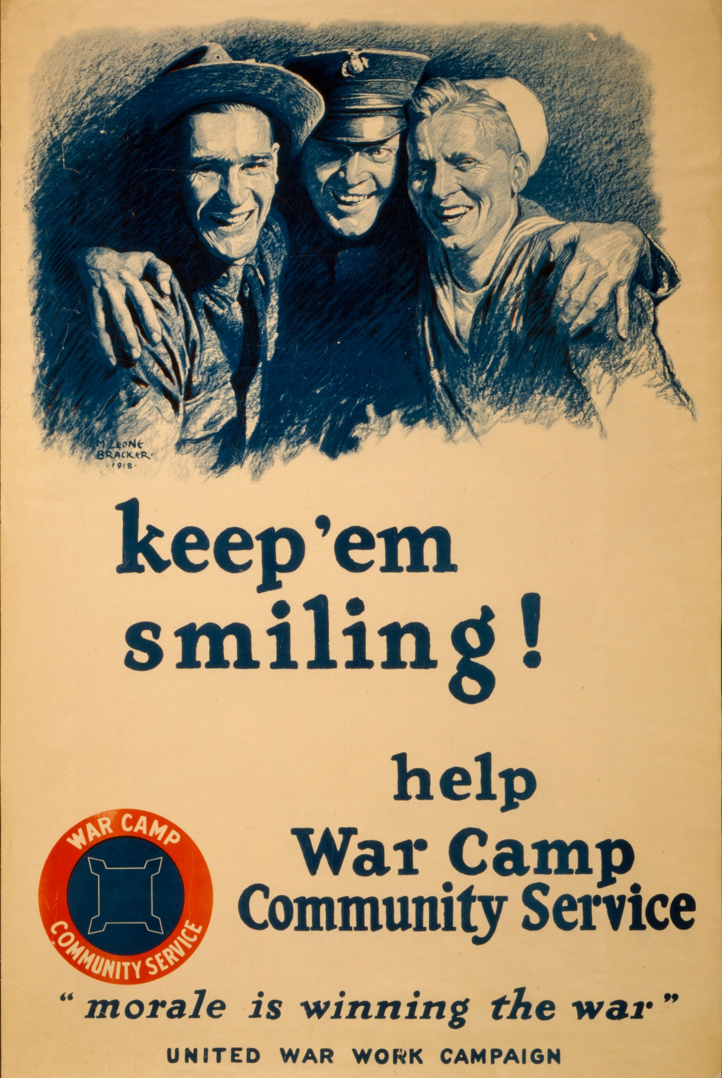 A picture of Keep 'em smiling! Help War Camp Community Service "Morale is winning the war"--United War Work Campaign/
