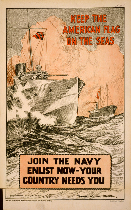 A picture of Keep the American flag on the seas Join the Navy--Enlist now-your country needs you /