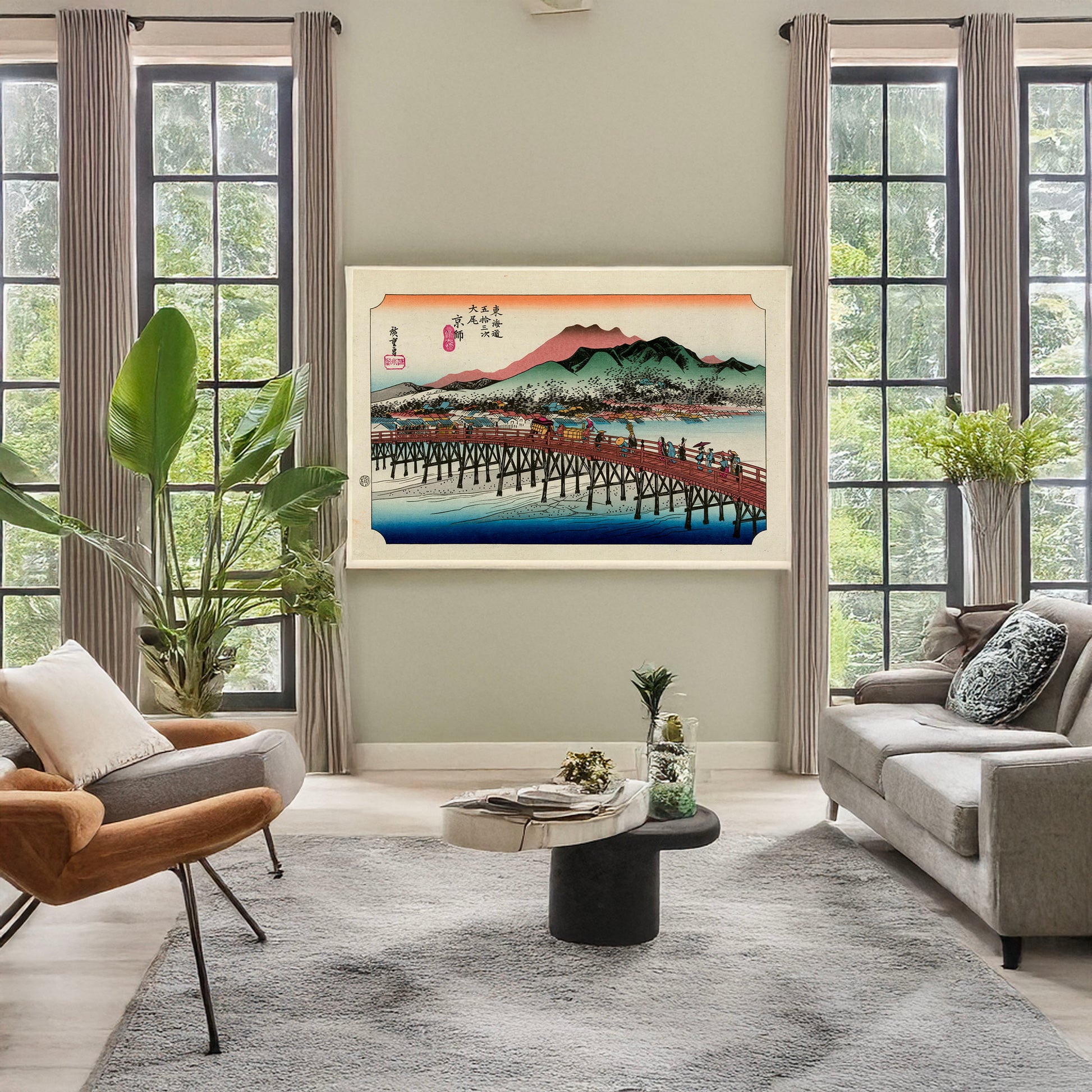 A picture of Keishi, a mockup of the print leaning against a wall