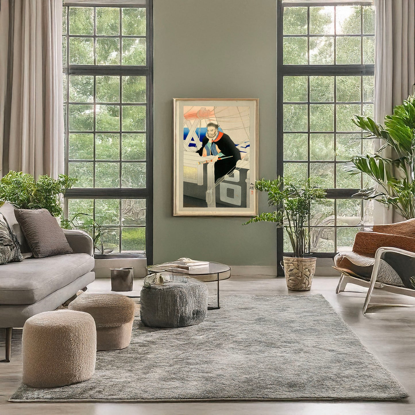 A picture of Kezori Kuemon, a mockup of the print leaning against a wall